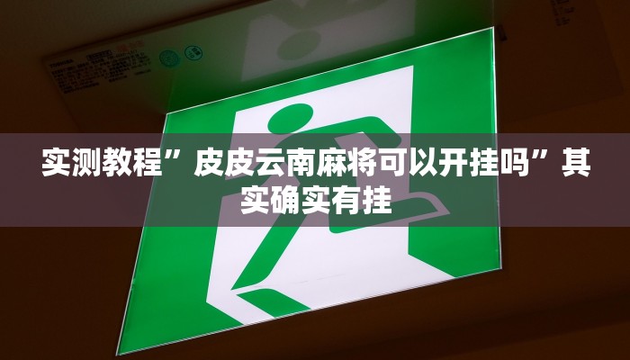 实测教程”皮皮云南麻将可以开挂吗”其实确实有挂