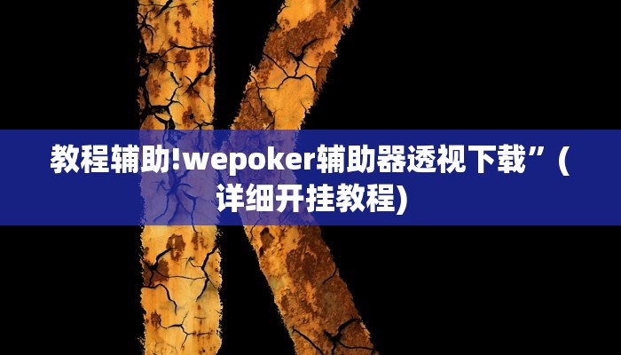 教程辅助!wepoker辅助器透视下载”(详细开挂教程)