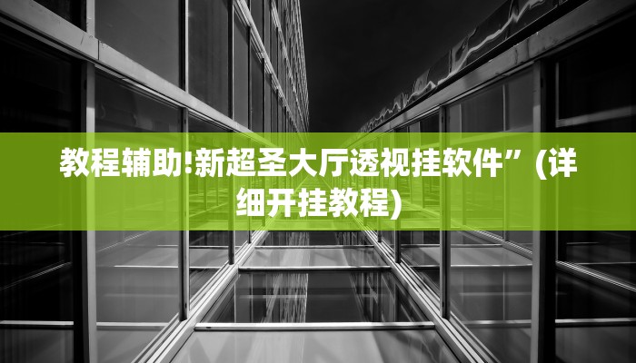教程辅助!新超圣大厅透视挂软件”(详细开挂教程)