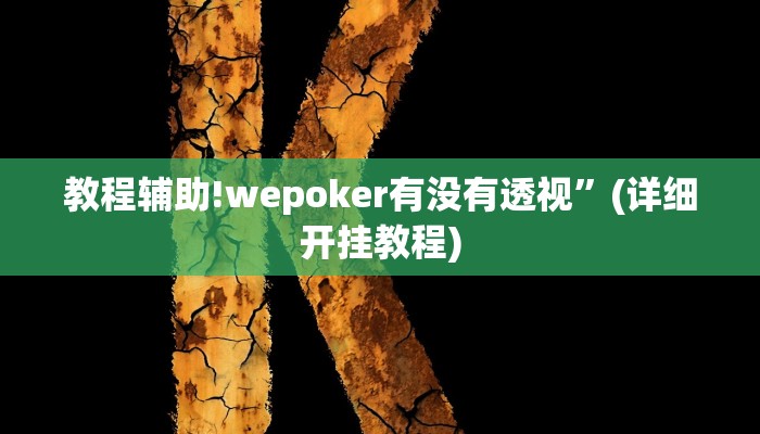 教程辅助!wepoker有没有透视”(详细开挂教程)