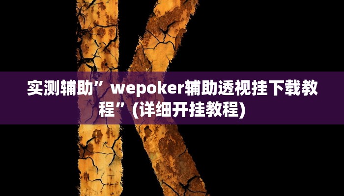 实测辅助”wepoker辅助透视挂下载教程”(详细开挂教程)