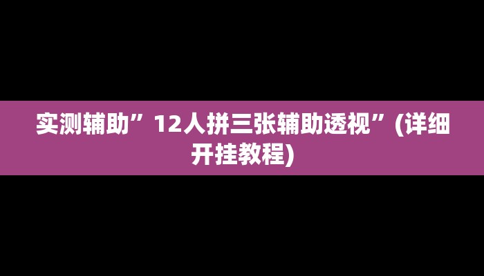 实测辅助”12人拼三张辅助透视”(详细开挂教程)