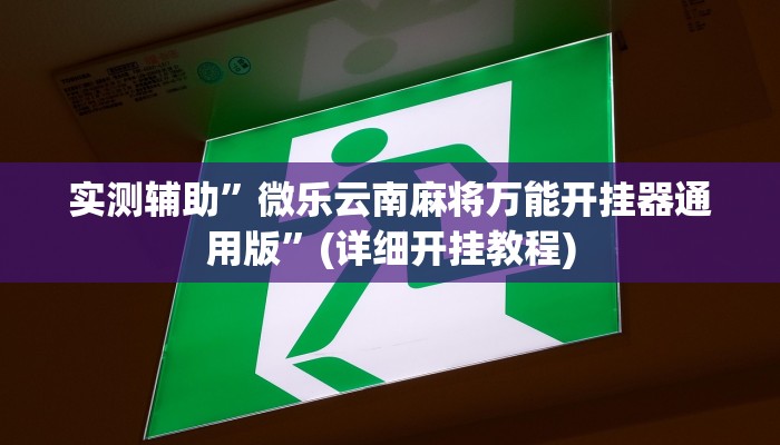 实测辅助”微乐云南麻将万能开挂器通用版”(详细开挂教程)