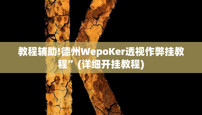 教程辅助!德州WepoKer透视作弊挂教程”(详细开挂教程)
