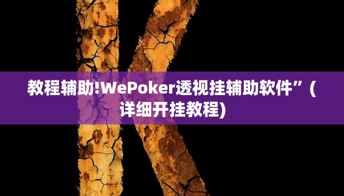 教程辅助!WePoker透视挂辅助软件”(详细开挂教程)