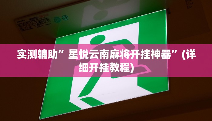 实测辅助”星悦云南麻将开挂神器”(详细开挂教程)