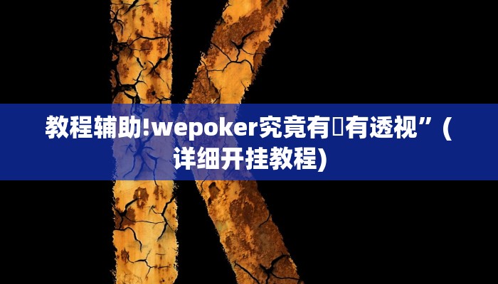 教程辅助!wepoker究竟有沒有透视”(详细开挂教程)