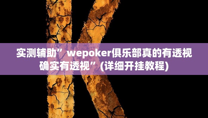 实测辅助”wepoker俱乐部真的有透视确实有透视”(详细开挂教程)