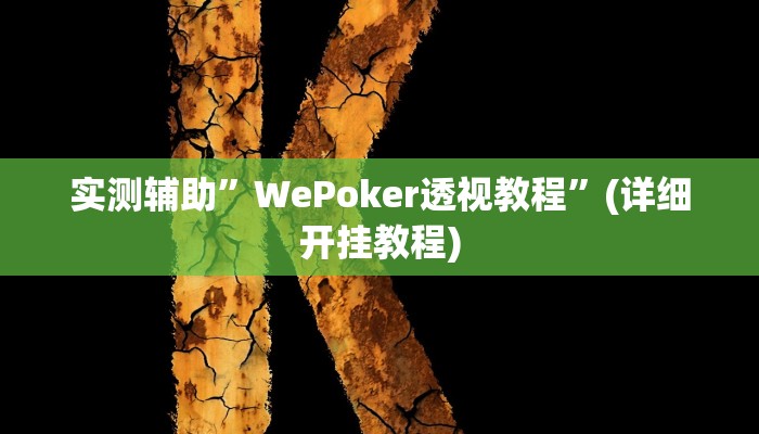 实测辅助”WePoker透视教程”(详细开挂教程)
