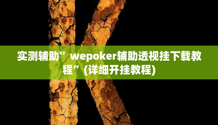 实测辅助”wepoker辅助透视挂下载教程”(详细开挂教程)