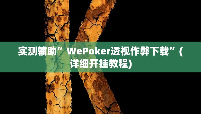 实测辅助”WePoker透视作弊下载”(详细开挂教程)