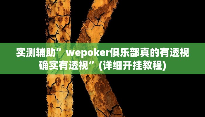 实测辅助”wepoker俱乐部真的有透视确实有透视”(详细开挂教程)