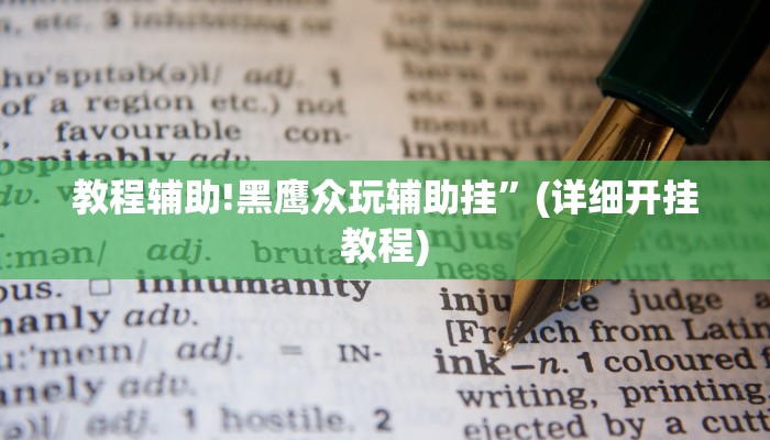 教程辅助!黑鹰众玩辅助挂”(详细开挂教程)