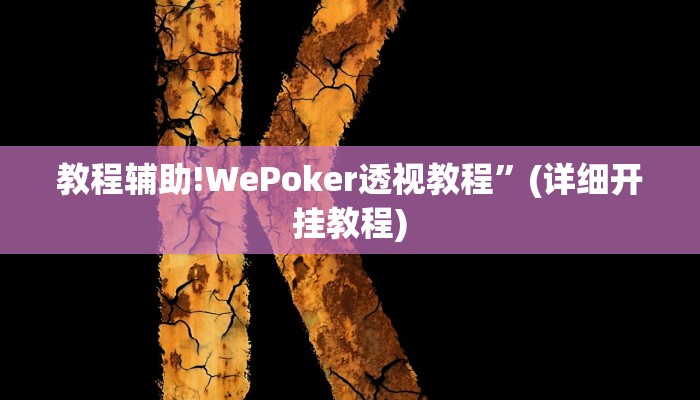 教程辅助!WePoker透视教程”(详细开挂教程)