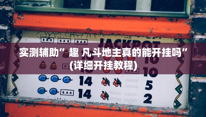 实测辅助”趣 凡斗地主真的能开挂吗”(详细开挂教程)